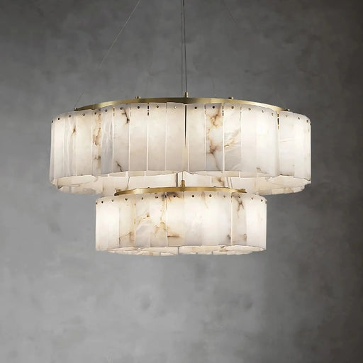 2-Tier Natural Marble Modern Chandelier.