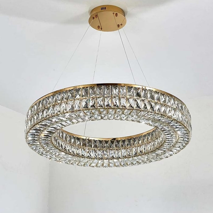 Bacci Crystal Modern Chandelier, Gold-DWHOME
