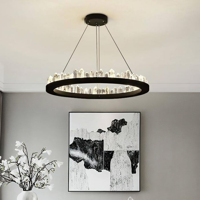 Villa Collection Crystal Wheel Chandelier.