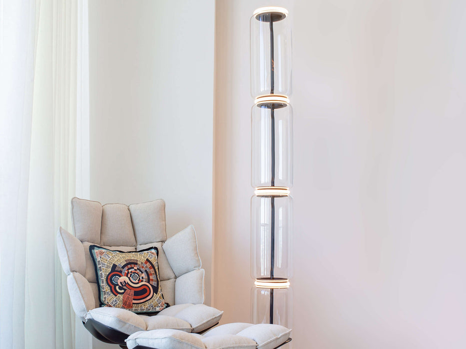 Bamboo Glass Floor Lamp