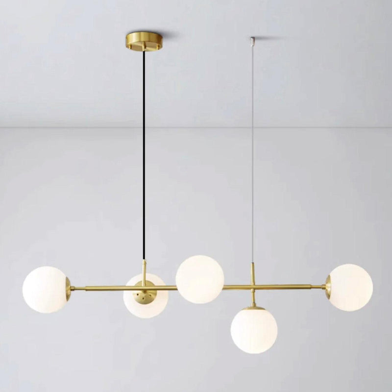 Olive Tree 5 Head Branch Milky Glass Kitchen Island Pendant Light-DWHOME