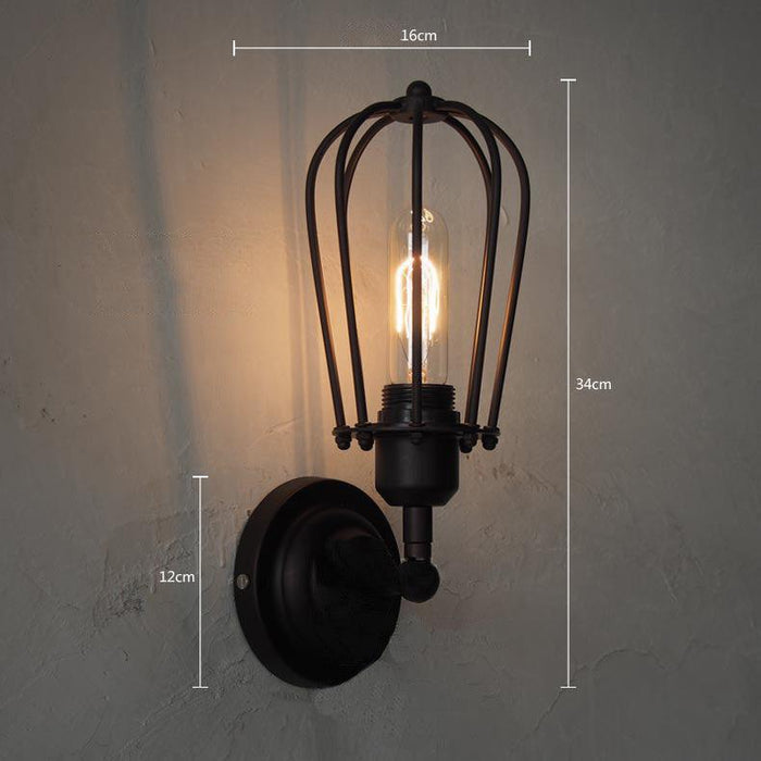 Pear Metal Cage Black Wall Sconce Light.