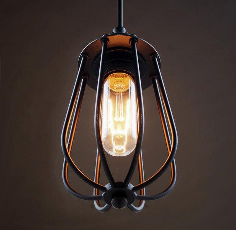 Pear Caged Bulb Industrial Pendant Light-DWHOME
