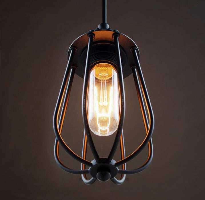 Pear Caged Bulb Industrial Pendant Light.