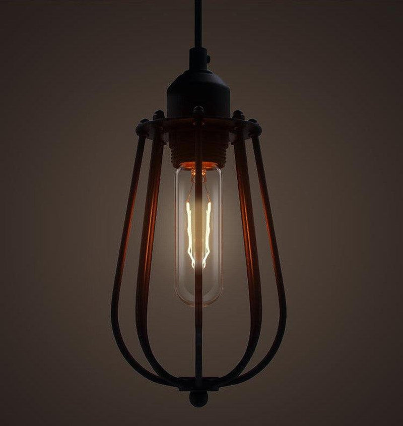Pear Caged Bulb Industrial Pendant Light-DWHOME