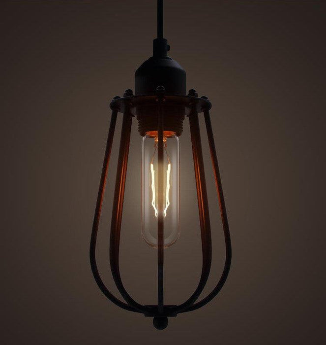 Pear Caged Bulb Industrial Pendant Light.