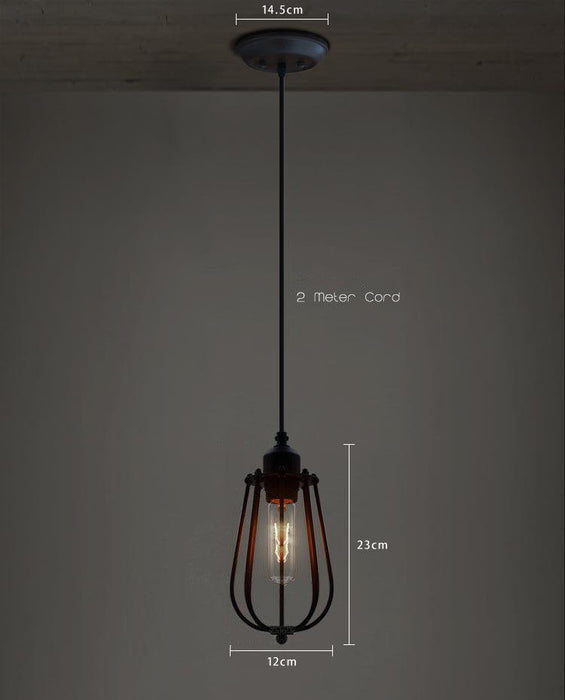 Pear Caged Bulb Industrial Pendant Light.