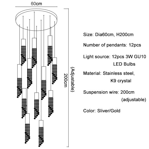 Canali Modern Crystal Pendant Chandelier.