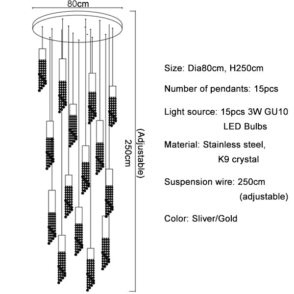 Canali Modern Crystal Pendant Chandelier.