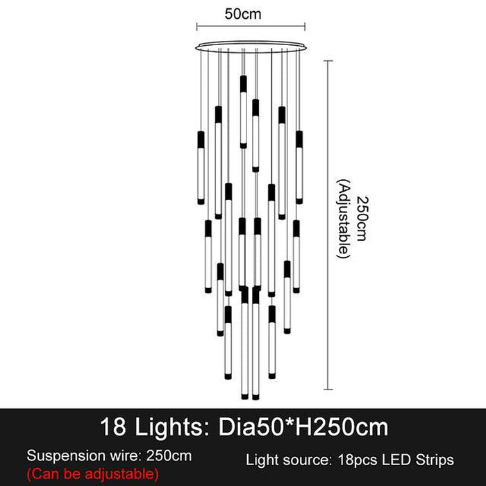La Barra Staircase Foyer Chandelier, Black-DWHOME