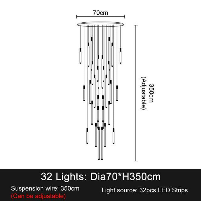 La Barra Staircase Foyer Chandelier, Black-DWHOME
