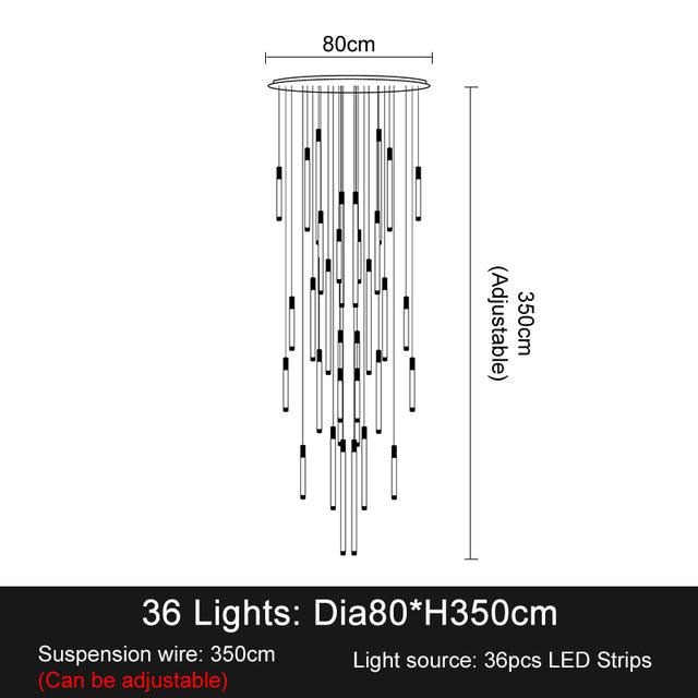 La Barra Staircase Foyer Chandelier, Black-DWHOME