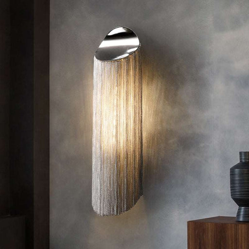 Cadena Aluminum Chain Tassel Wall Sconce.