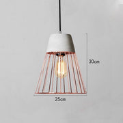 Sangkar Rose copper gold Cage Pendant Light With Concrete Base-DWHOME