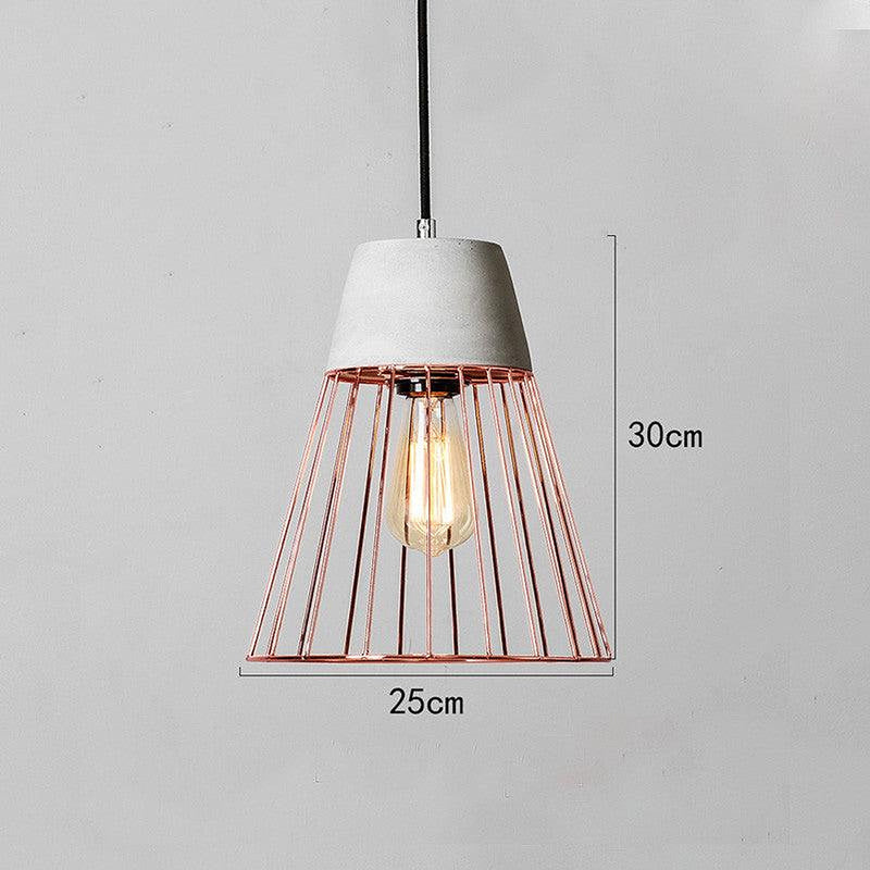 Sangkar Rose copper gold Cage Pendant Light With Concrete Base-DWHOME