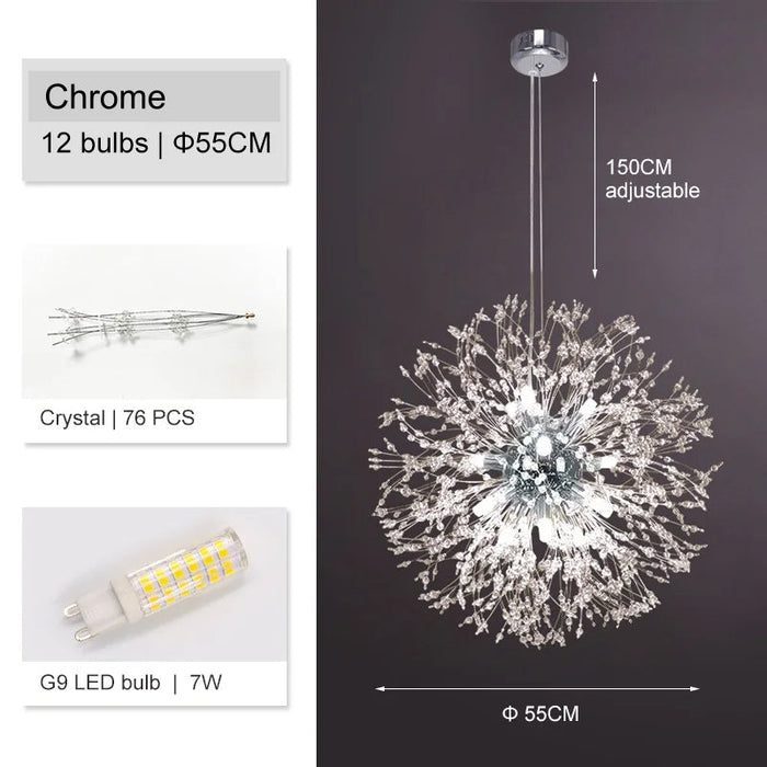 El Sol Crystal Dandelion Lighting Fixture.