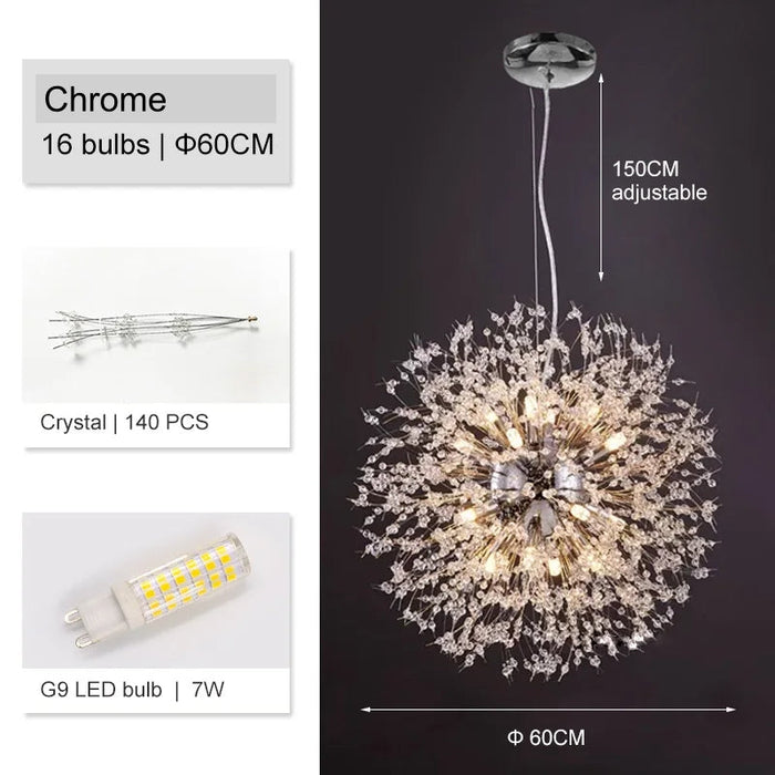 El Sol Crystal Dandelion Lighting Fixture.