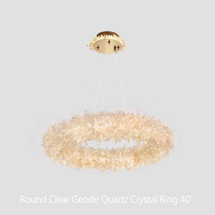 24-47 Inch Round Clear Geode Quartz Crystal Ring Pendant Light Modern Chandelier for Living Room-DWHOME
