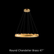 36 Inch Round Modern Chandelier Brass & Clear Geode Quartz Crystal Hanging Light-DWHOME
