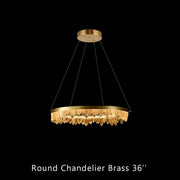 36 Inch Round Modern Chandelier Brass & Clear Geode Quartz Crystal Hanging Light-DWHOME