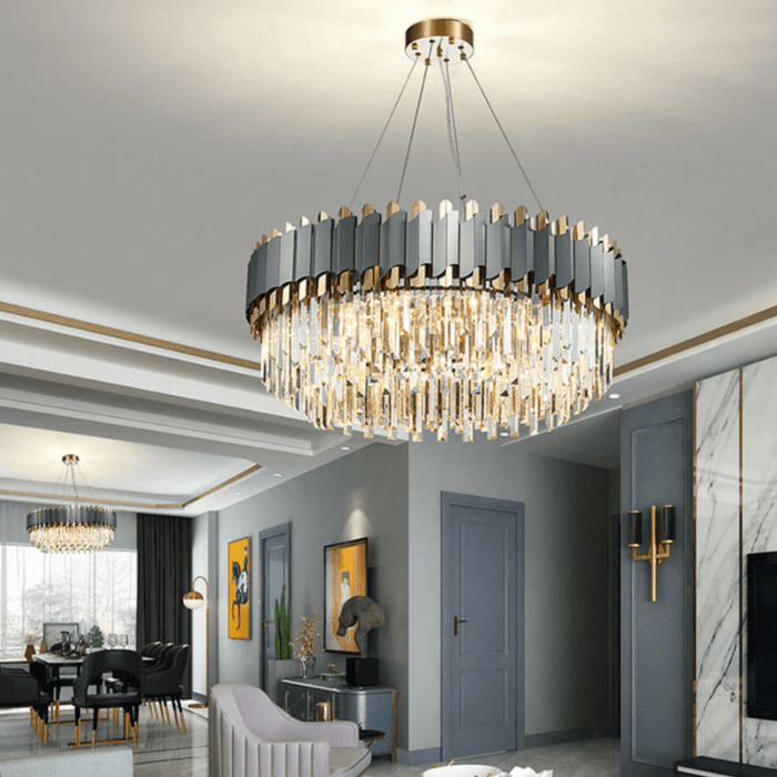 Stainless Steel LED Crystal Chandelier.