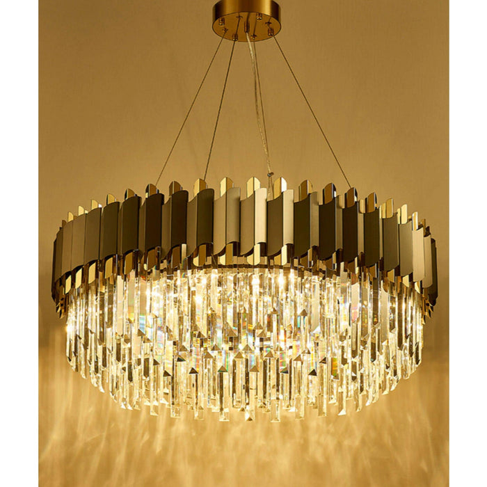 Stainless Steel LED Crystal Chandelier.