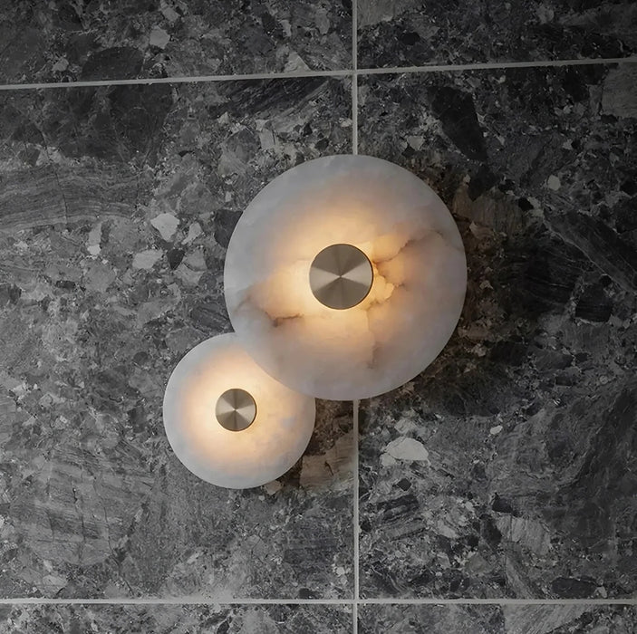 Moonshade Natural Marble Disc Wall Sconce.