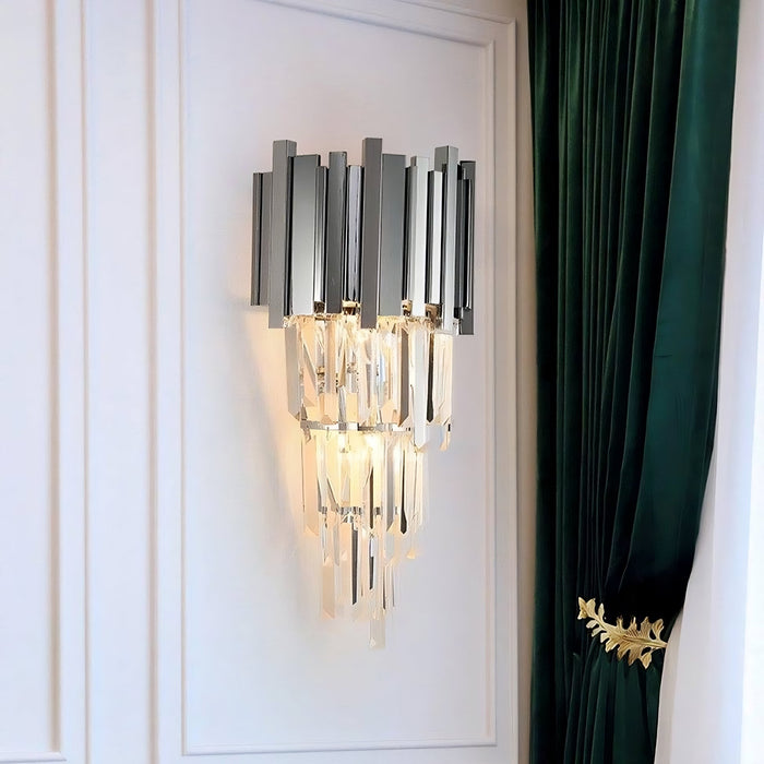 Gio Crystal Wall Sconce, Chrome.