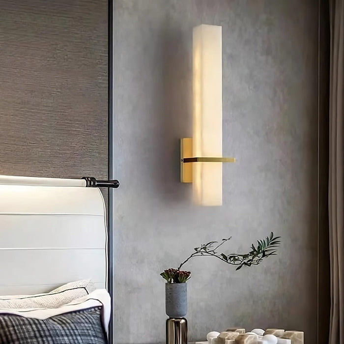 Natural Marble & Brass Wall Sconce.