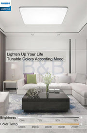 Philips LED 55W CL828 Ceiling Light Square Tunable Light With Remote Control Simple Nordic Design Night Light Mode-DWHOME