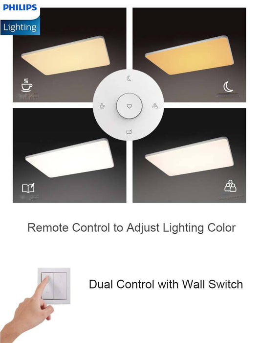 Philips LED 55W CL828 Ceiling Light Square Tunable Light With Remote Control Simple Nordic Design Night Light Mode.