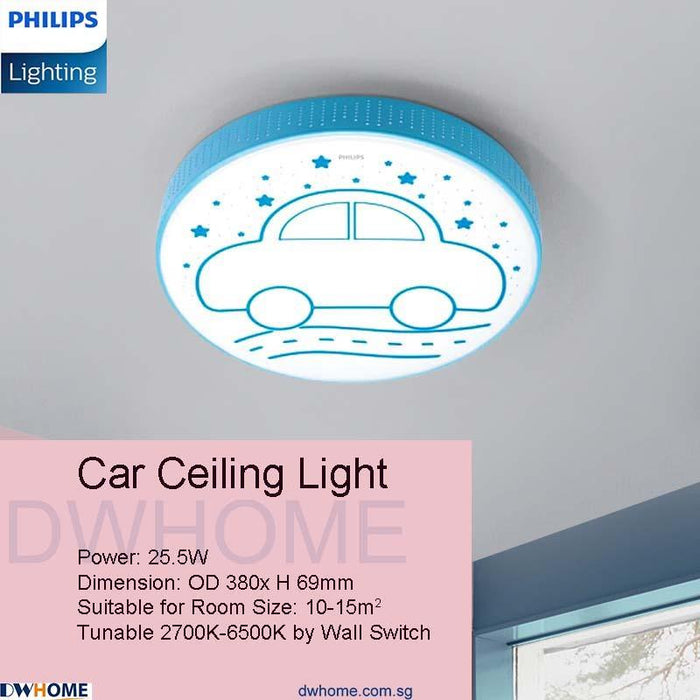 Philips LED CL551/552 Ceiling Light Children Cartoon Blue Car Pink Moon Shape Tunable Light Color Four Lighting Modes.