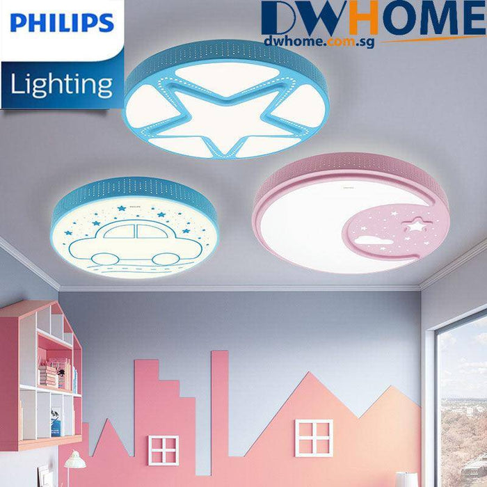 Philips LED CL551/552 Ceiling Light Children Cartoon Blue Car Pink Moon Shape Tunable Light Color Four Lighting Modes.