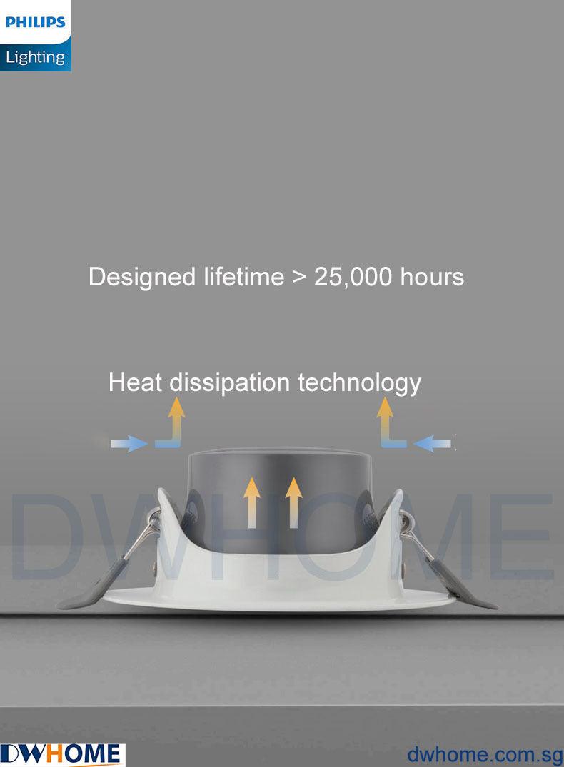 Philips SL268 7W Round LED Recessed Spotlight 2700K White Metal Body 700 Lumen Energy Efficient Long Life Model-DWHOME