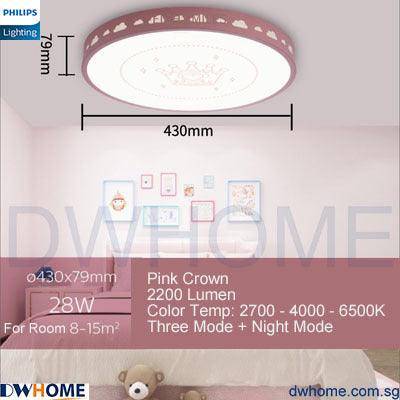 Philips LED CL553/555 Ceiling Light Kids Children Cartoon Yellow Bee Blue Train Pink Crown Shape Tunable Light.