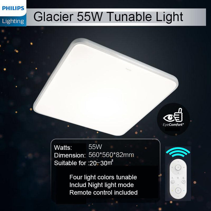 Philips LED 55W CL828 Ceiling Light Square Tunable Light With Remote Control Simple Nordic Design Night Light Mode.