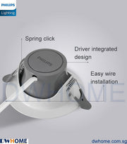 Philips SL268 7W Round LED Recessed Spotlight 2700K White Metal Body 700 Lumen Energy Efficient Long Life Model-DWHOME