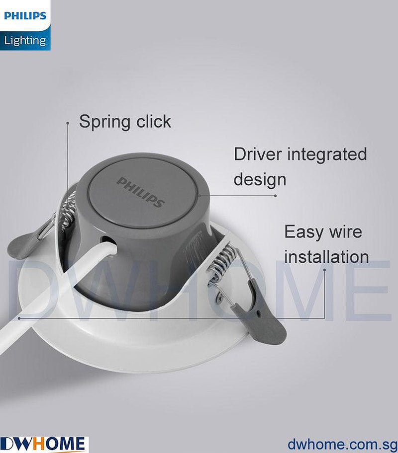 Philips SL268 7W Round LED Recessed Spotlight 2700K White Metal Body 700 Lumen Energy Efficient Long Life Model-DWHOME