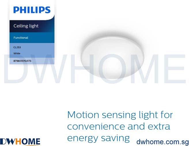 Philips CL253 LED Motion Sensor Ceiling Light Energy Saving Convenience Programmable.