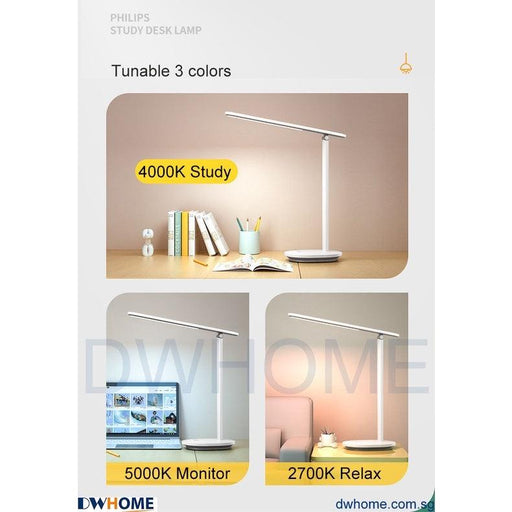 Philips LED Table Lamp Dimmable Tunable Foldable Arm White Desk lamp study Children School EyeComfort.