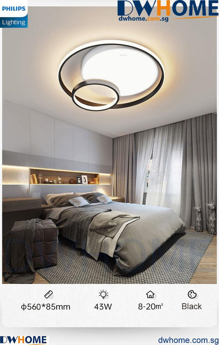 Philips LED Model 44101 Ceiling Light 43W Black Tunable Light Simple Elegant Design Modern Atmosphere Beautiful Lighting Effect.