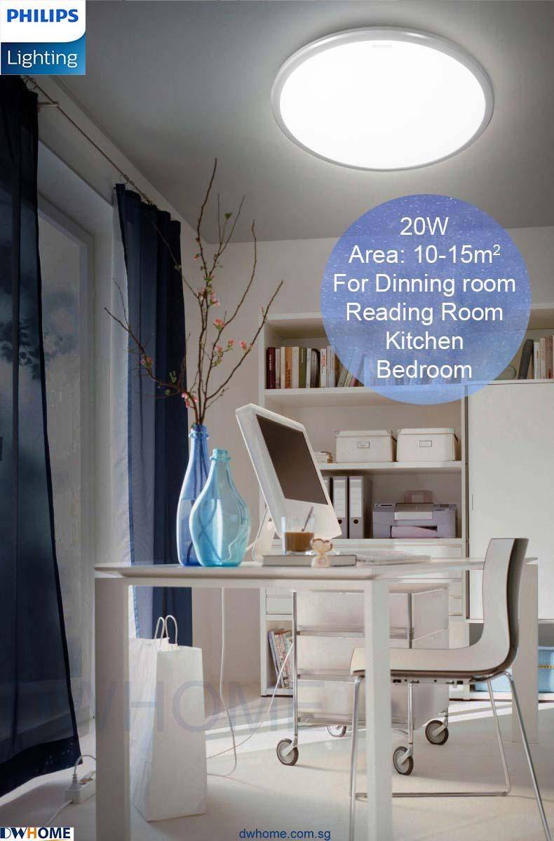 PHILIPS LED Ceiling light CL254 Series Round, 12W/17W/20W, Silver, White Edge Color, Bright-DWHOME