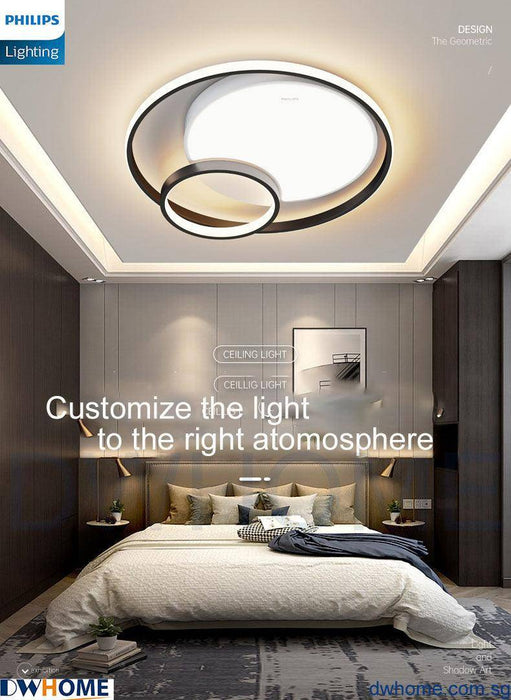 Philips LED Model 44101 Ceiling Light 43W Black Tunable Light Simple Elegant Design Modern Atmosphere Beautiful Lighting Effect.