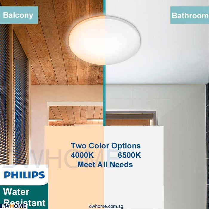 PHILIPS 10W/17W LED Ceiling Light Water Resistance IP44 Certified Round.