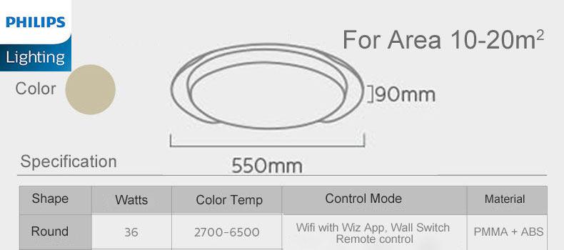 Philips Smart Wi-Fi LED 36W CL921 Tunable and Dimmable Light Ceiling Light with Remote Control.