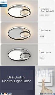 Philips LED Model 44101 Ceiling Light 43W Black Tunable Light Simple Elegant Design Modern Atmosphere Beautiful Lighting Effect-DWHOME