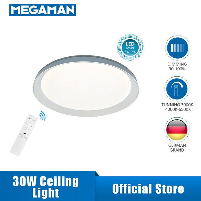 Megaman LED Smart Ceiling Light 30W Seamless Tunable & Dimmable BALLAO  Lamp Home Lighting DWHOME.COM.SG.