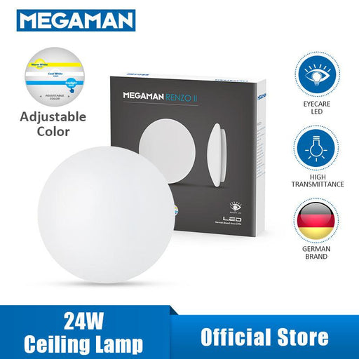 Megaman Renzo II 24W (390mm) Ceiling Lamp With Adjustable Color (3000K/4000K/6500K) Eyecare LED.