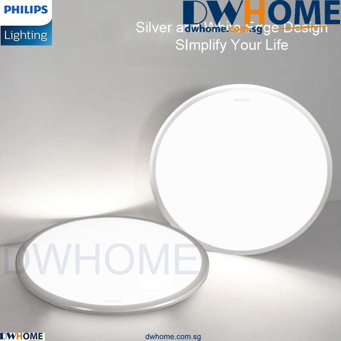 PHILIPS LED Ceiling light CL254 Series Round, 12W/17W/20W, Silver, White Edge Color, Bright.